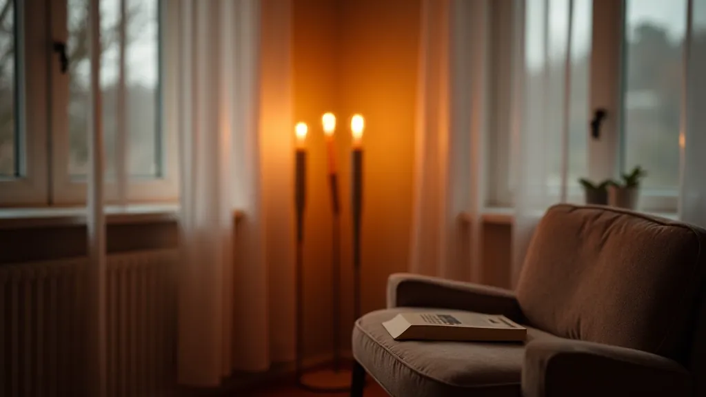 Modern floor lamp with warm Edison bulb beside comfortable reading chair near window