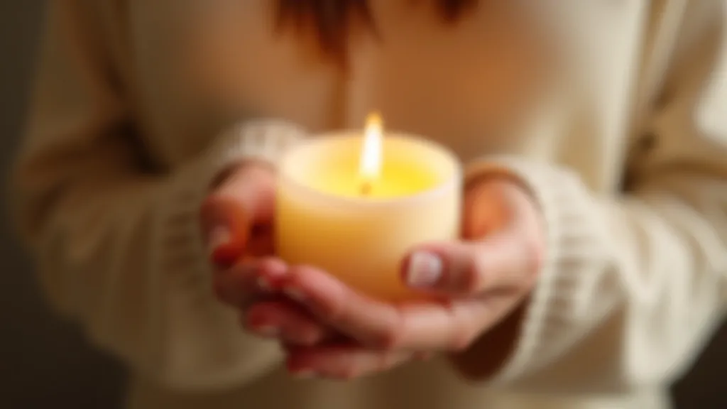 Hand holding soy candle wax showing smooth texture and natural cream color